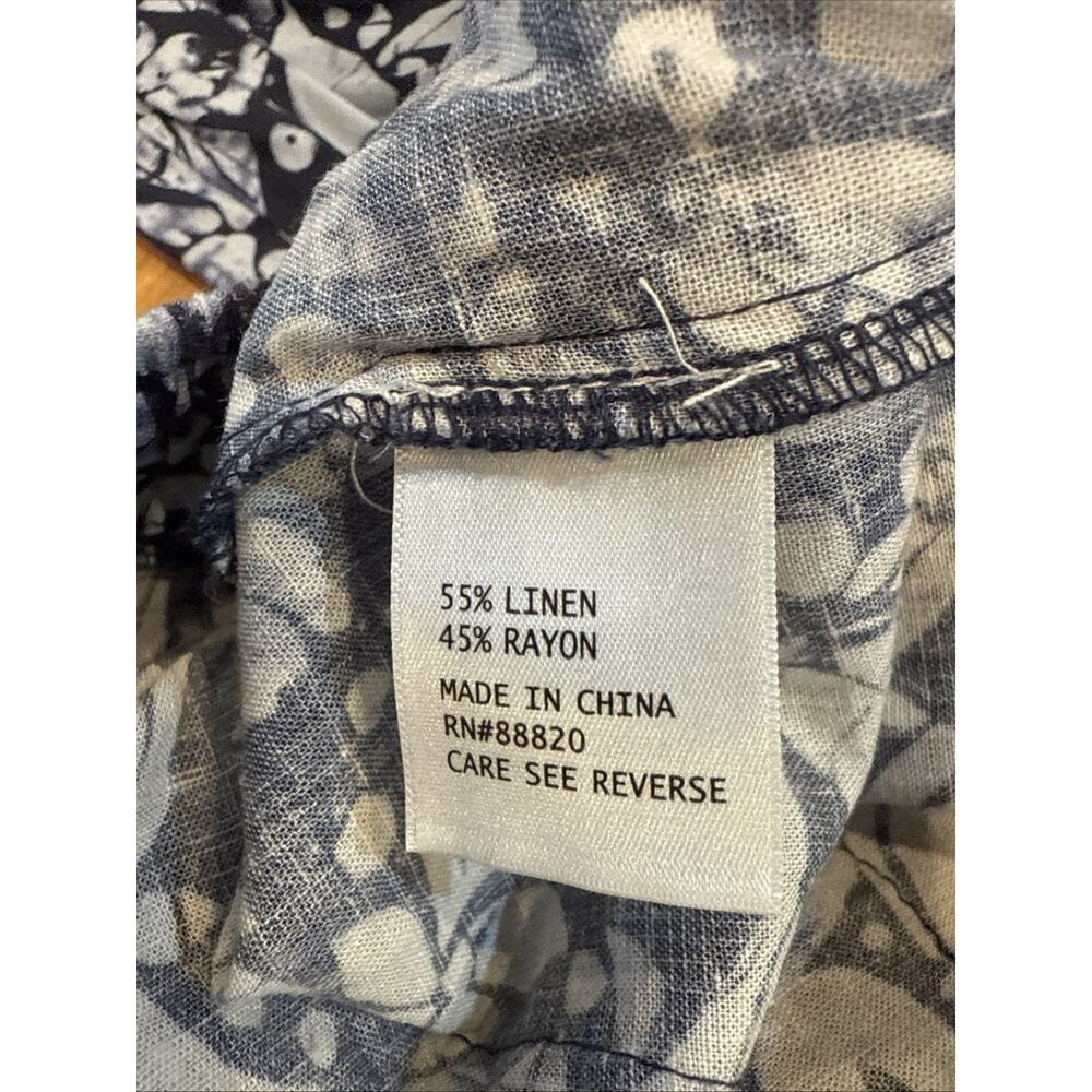 Christian Siriano Linen Blend Joggers Cargo Pockets Blue White Pull on Size S - Picture 3 of 11